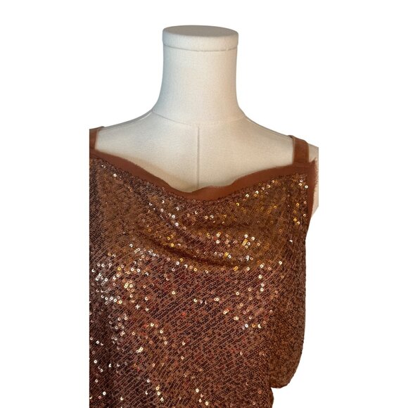 Free People XS Women's Shimmer & Shine Thong Bodysuit, Sunset, Brown, Metallic - Picture 5 of 15